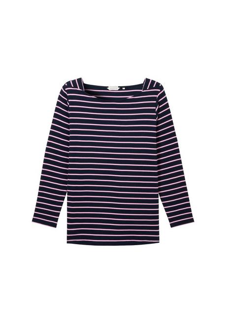 TOM TAILOR Plus Langarmshirt mit Ringeln und U-Boot-Ausschnitt - marine gestreift sheego Speichern exportieren