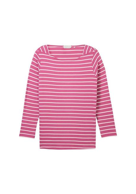 TOM TAILOR Plus Langarmshirt mit Ringeln und U-Boot-Ausschnitt - rosé gestreift sheego Black Friday Preise