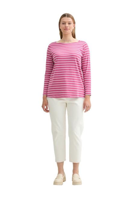 TOM TAILOR Plus Langarmshirt mit Ringeln und U-Boot-Ausschnitt - rosé gestreift sheego Black Friday Preise