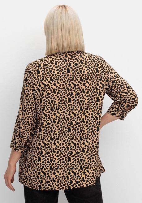 sheego Hemdbluse mit Animalprint, in leichter A-Linie - schwarz gemustert sheego zollfrei