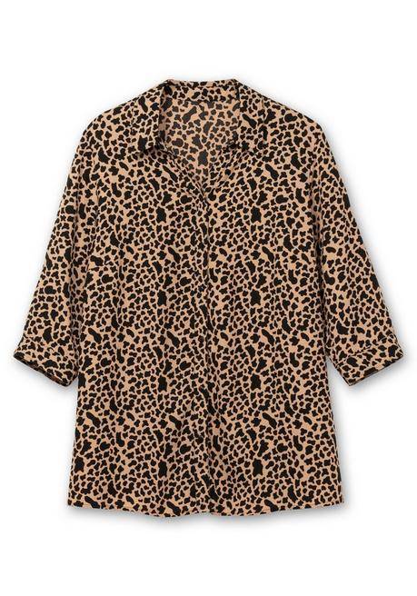 sheego Hemdbluse mit Animalprint, in leichter A-Linie - schwarz gemustert sheego zollfrei