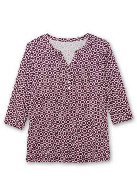 sheego 3/4-Arm-Shirt mit Retro-Alloverdruck - aubergine gemustert sheego 50% Rabatt für begrenzte Zeit