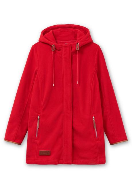 sheego Fleecejacke mit Kapuze und Kontrastdetails - rot sheego Auslauf