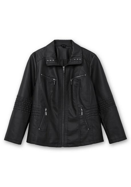 sheego Bikerjacke in Lederoptik - schwarz sheego Schlussverkauf