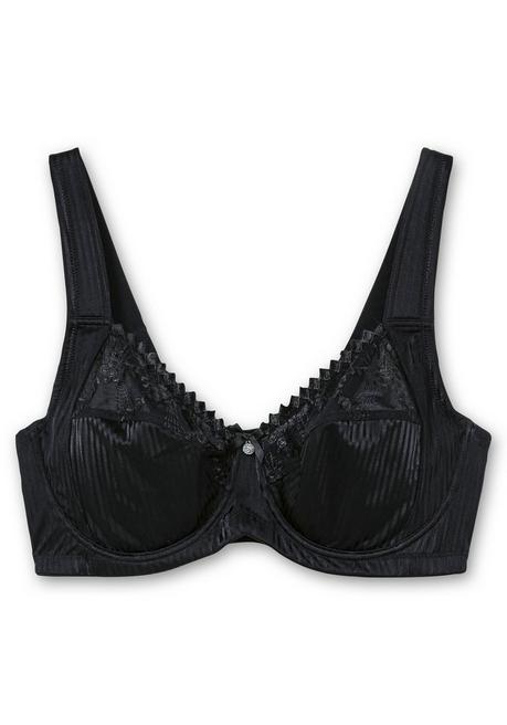 sheego Minimizer-BH mit floraler Spitze und tonigen Streifen - schwarz sheego Blitzverkäufe