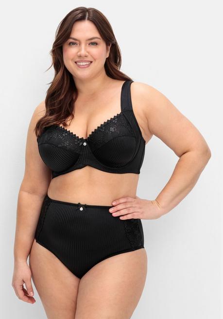 sheego Minimizer-BH mit floraler Spitze und tonigen Streifen - schwarz sheego Blitzverkäufe