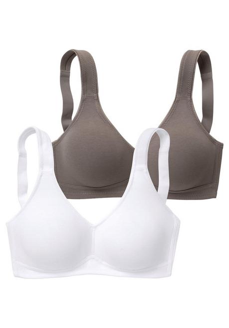 PETITE FLEUR Doppelpack Basic-BHs ohne Bügel - taupe+weiß sheego Fabrikpreis