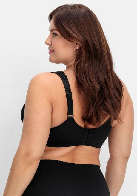 sheego Bügel-BH mit blickdichter Spitze und Seitenstützen - schwarz sheego Sonderangebot