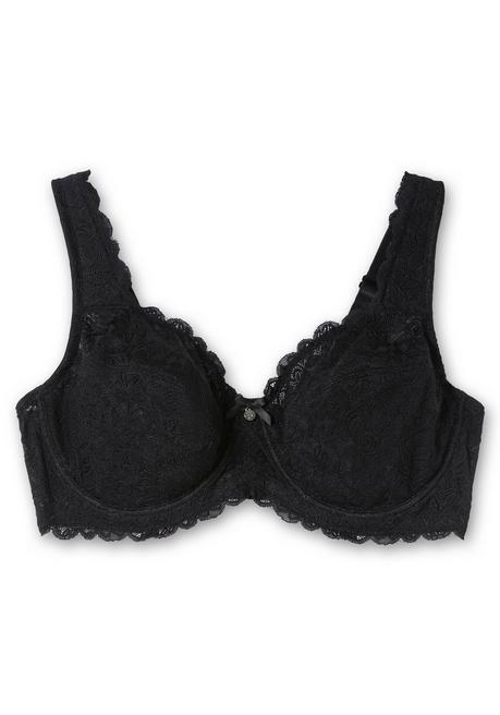 sheego Bügel-BH mit blickdichter Spitze und Seitenstützen - schwarz sheego Sonderangebot