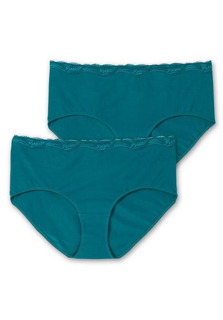 sheego Doppelpack Slips mit elastischer Spitzenkante - petrol sheego Großer Ausverkauf