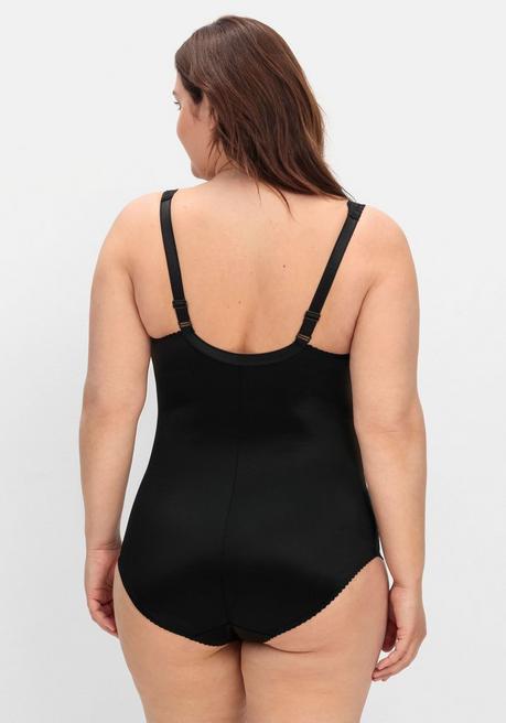 sheego Body in Satinoptik, mit Spitze - schwarz sheego Preisnachlass