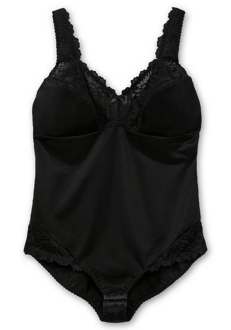 sheego Body in Satinoptik, mit Spitze - schwarz sheego Preisnachlass