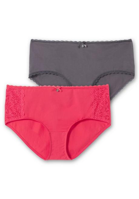 sheego Doppelpack Pantys mit hoher Taille und Spitzendetails - graphit+orchidee sheego Black Friday
