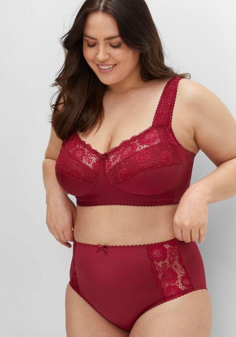 sheego Taillenslip mit transparenter Spitze - burgund sheego Tiefpreis