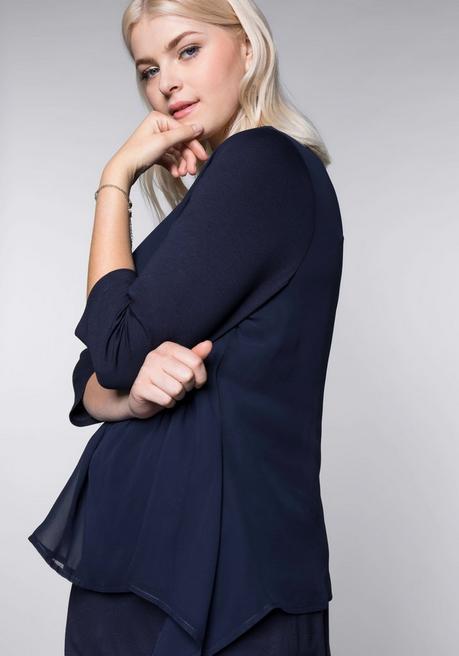 sheego Blusenshirt in leichter A-Linie mit Zipfelsaum - marine sheego Bis zu 50% Rabatt