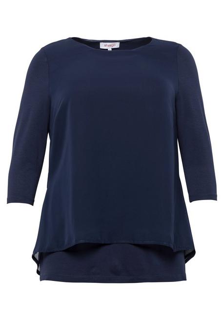 sheego Blusenshirt in leichter A-Linie mit Zipfelsaum - marine sheego Bis zu 50% Rabatt