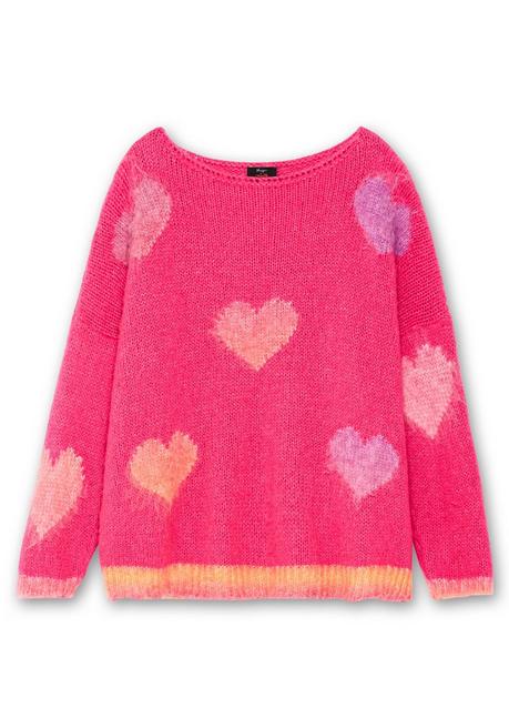 sheego loves miss goodlife Strickpullover mit Herz-Intarsien, im Oversized-Schnitt - pink gemustert sheego Bis zu 60% Rabatt
