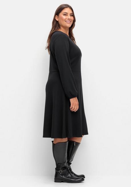 sheego Kleid aus Interlock, mit ausgestelltem Rock - schwarz sheego Bis zu 65% Rabatt