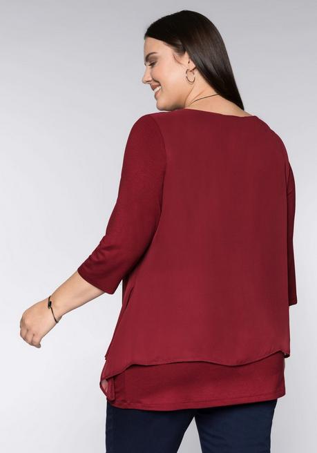 sheego Blusenshirt in leichter A-Linie mit Zipfelsaum - rubinrot sheego Sonderangebot der Fabrik