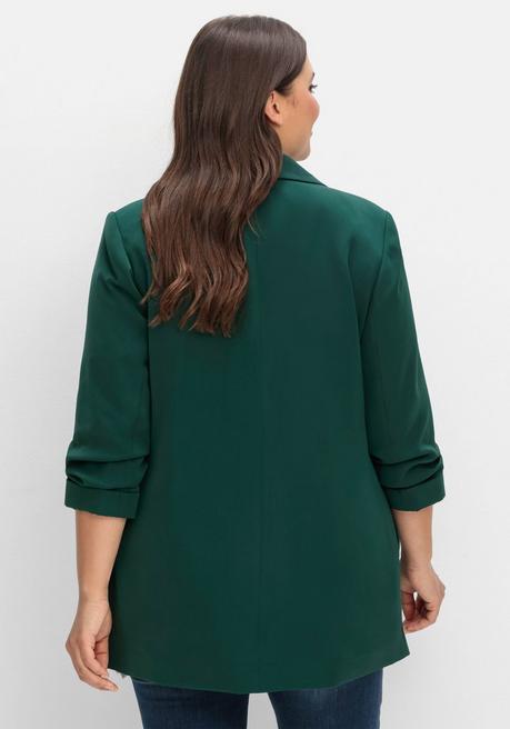 sheego Langer Blazer mit Schalkragen und gerafftem 3/4-Arm - tiefgrün sheego Nur noch ein Tag übrig