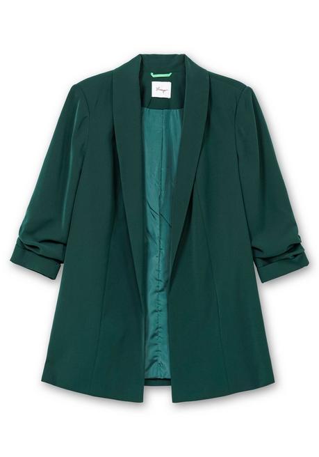 sheego Langer Blazer mit Schalkragen und gerafftem 3/4-Arm - tiefgrün sheego Nur noch ein Tag übrig
