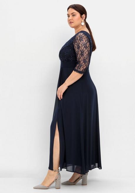 sheego Abendkleid mit floraler Spitze - marine sheego 50% Rabatt mit kostenlosem Versand