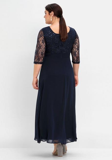 sheego Abendkleid mit floraler Spitze - marine sheego 50% Rabatt mit kostenlosem Versand