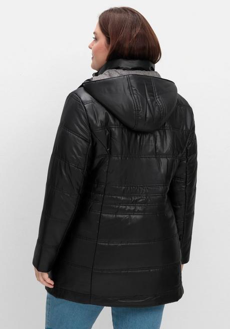 sheego Steppjacke mit Kapuze und Flanell-Details - schwarz sheego Clearance-Verkauf