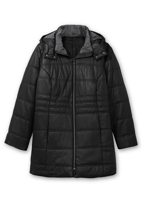 sheego Steppjacke mit Kapuze und Flanell-Details - schwarz sheego Clearance-Verkauf