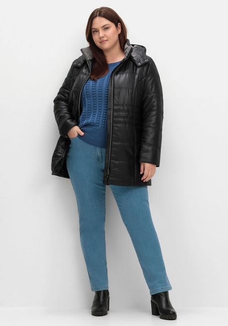 sheego Steppjacke mit Kapuze und Flanell-Details - schwarz sheego Clearance-Verkauf