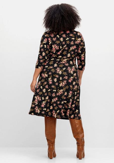 sheego by Joe Browns Jerseykleid mit Blumendruck und ausgestelltem Rock - schwarz gemustert sheego Im Verkauf