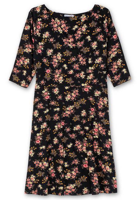 sheego by Joe Browns Jerseykleid mit Blumendruck und ausgestelltem Rock - schwarz gemustert sheego Im Verkauf