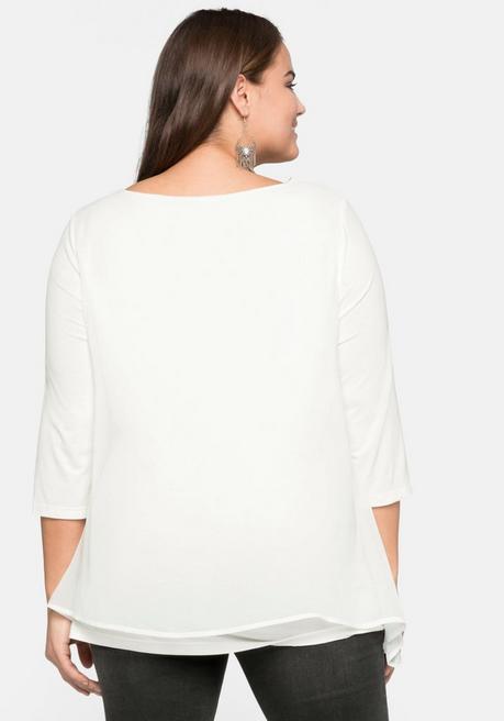 sheego Blusenshirt in leichter A-Linie mit Zipfelsaum - offwhite sheego 50% Rabatt für begrenzte Zeit