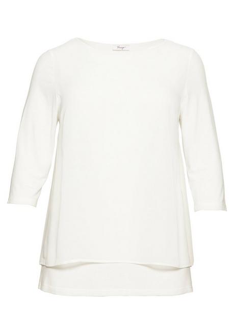 sheego Blusenshirt in leichter A-Linie mit Zipfelsaum - offwhite sheego 50% Rabatt für begrenzte Zeit
