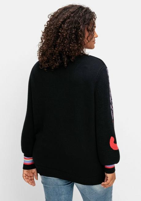 sheego by Joe Browns Pullover mit Animalmotiv und Ballonärmeln - schwarz gemustert sheego Outlet