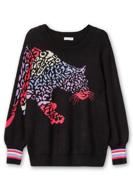 sheego by Joe Browns Pullover mit Animalmotiv und Ballonärmeln - schwarz gemustert sheego Outlet