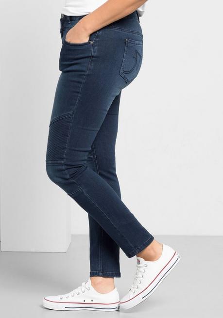 sheego Skinny Power-Stretch-Jeans im Biker-Look - dark blue Denim sheego Angebote