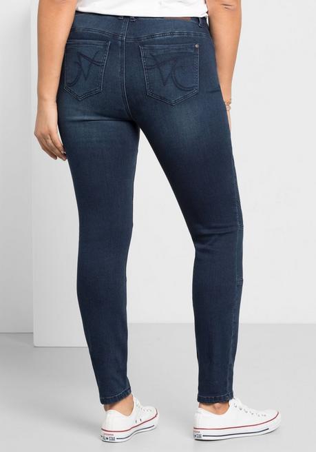 sheego Skinny Power-Stretch-Jeans im Biker-Look - dark blue Denim sheego Angebote