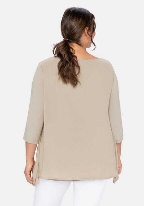 sheego Blusenshirt in leichter A-Linie mit Zipfelsaum - beigefarben sheego Fabrikverkauf