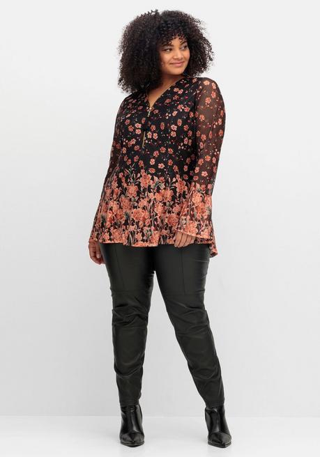 sheego by Joe Browns Longtunika aus Mesh, mit Trompetenärmeln - schwarz gemustert sheego Meist gekauft