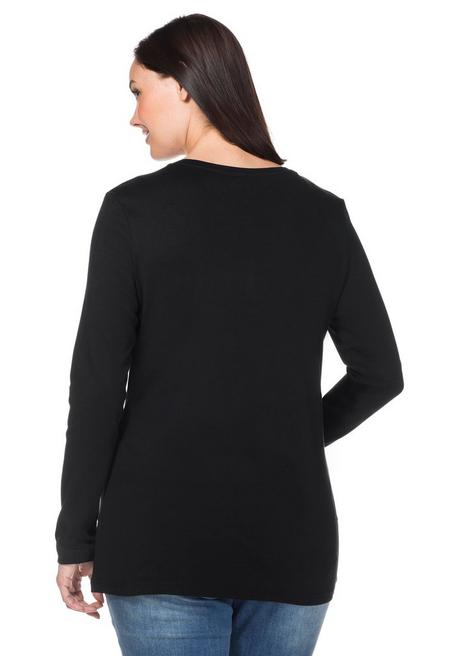 sheego Langarmshirt mit Knopfleiste - schwarz sheego Kostenloser Versand