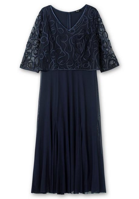 sheego Abendkleid aus Mesh, mit Zierborten - tiefblau sheego Rabatt