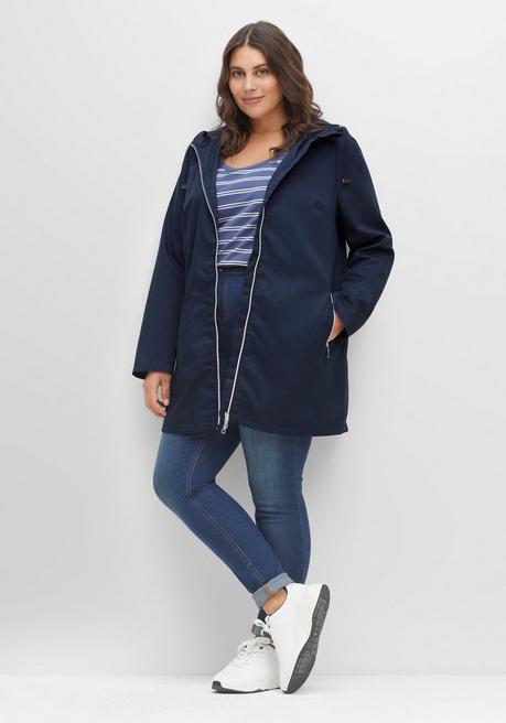 sheego Übergangsjacke in A-Linie, mit Kapuze und Reißverschluss - nachtblau sheego Günstig kaufen