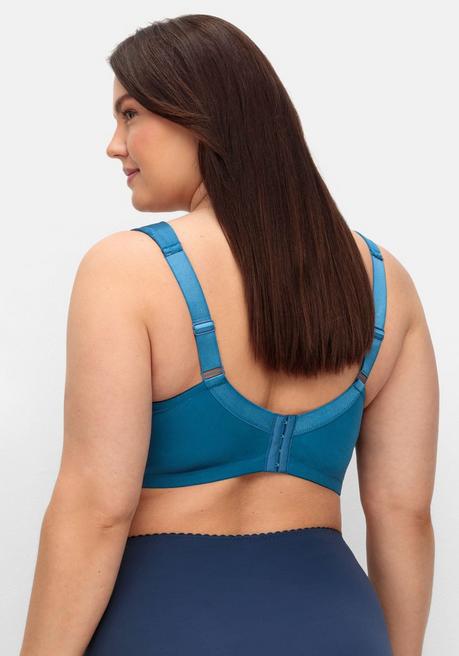 sheego Bügel-BH aus floraler Spitze, mit Seitenstützen - blau sheego Valentinstagsangebot