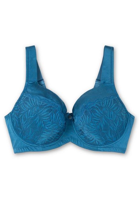 sheego Bügel-BH aus floraler Spitze, mit Seitenstützen - blau sheego Valentinstagsangebot