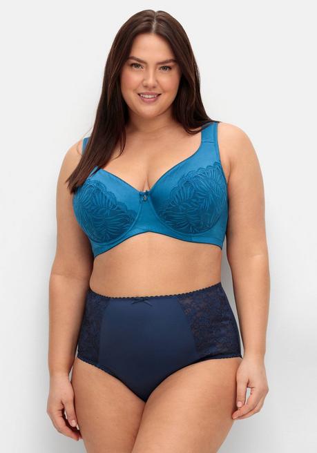 sheego Bügel-BH aus floraler Spitze, mit Seitenstützen - blau sheego Valentinstagsangebot