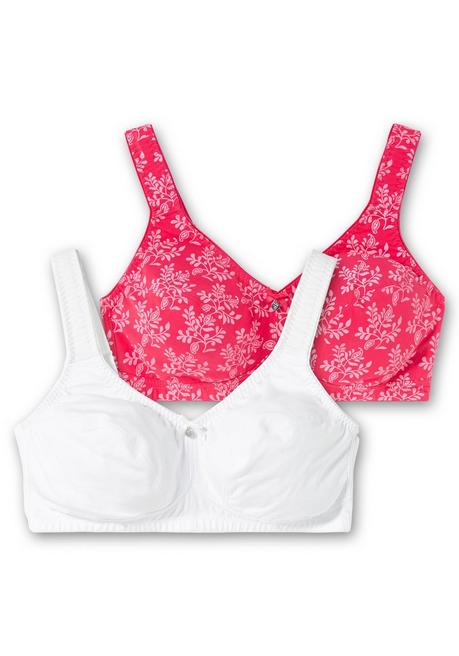 sheego Doppelpack Entlastungs-BHs ohne Bügel - weiß+orchidee sheego Letzte 3 Tage