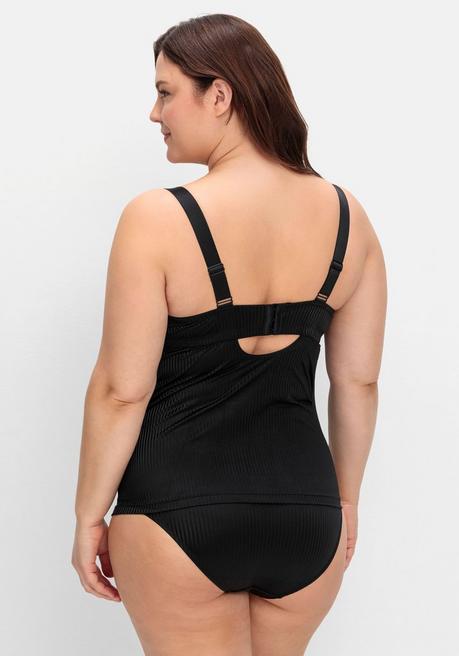 sheego BH-Hemd mit Spitzen-Cups und tonigen Streifen - schwarz sheego JETZT KAUFEN