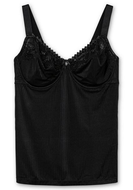 sheego BH-Hemd mit Spitzen-Cups und tonigen Streifen - schwarz sheego JETZT KAUFEN