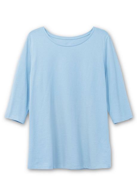 sheego Shirt in Piqué-Qualität mit 3/4-Ärmeln - himmelblau sheego Speichern exportieren